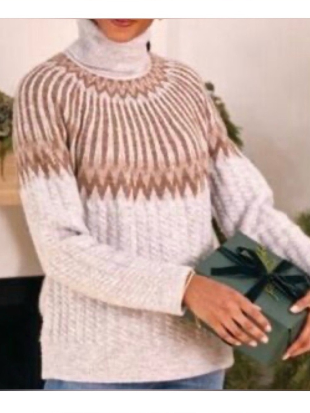 Evereve Harlowe Fair Isle Turtleneck Sweater small